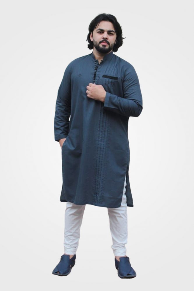 Grey Kurta And White Pajama-06-01