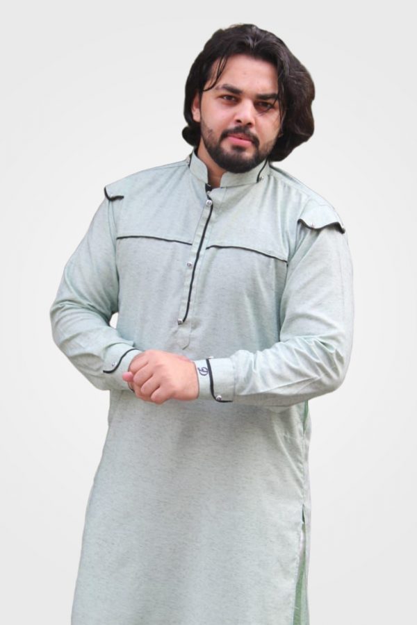 Green Kurta And White Pajama-06-03