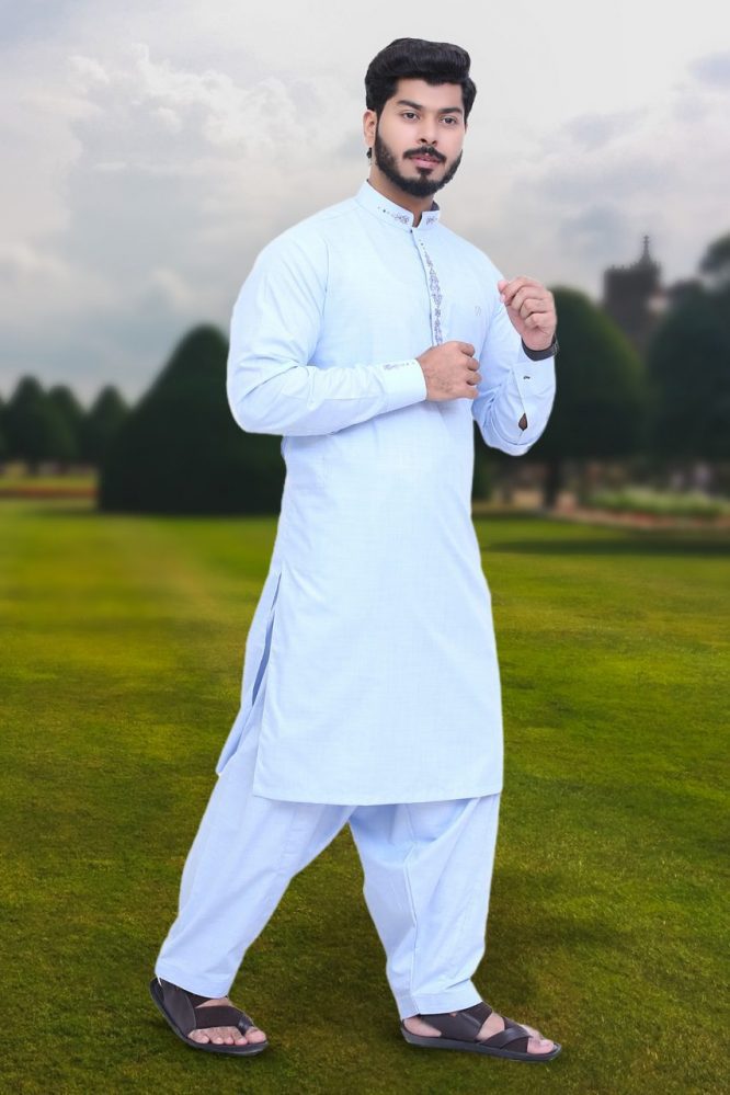 Sky Blue Men’s Kameez Shalwar-08-01